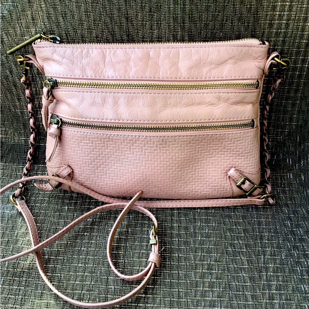 Elliott Lucca Pink Leather MESSINA Chain Crossbody Bag